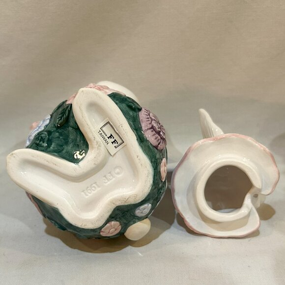 VTG 1991 Fitz Floyd Ceramic Bunny Rabbit Lidded Jam Jar Spring Easter Taiwan - Picture 8 of 8